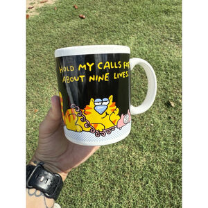 Hallmark Cat Coffee Mug Humorous Hold My Calls For About Nine Lives Vintage ‘89